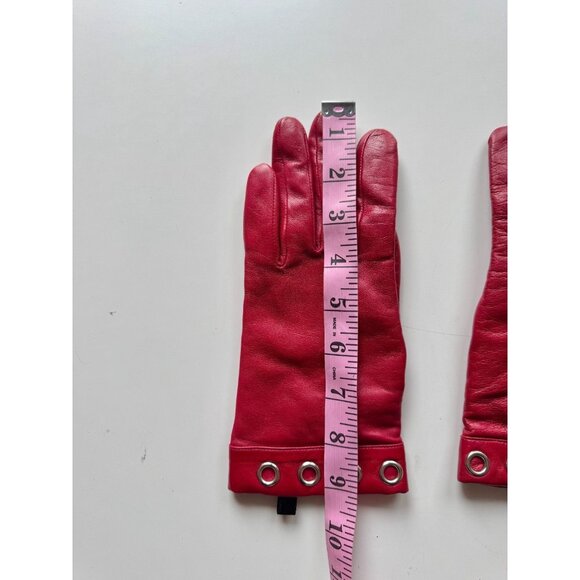 KENNETH COLE REACTION Red Leather Grommet Trim Wool Knit Lined Gloves, Size 7.5 - Picture 14 of 16